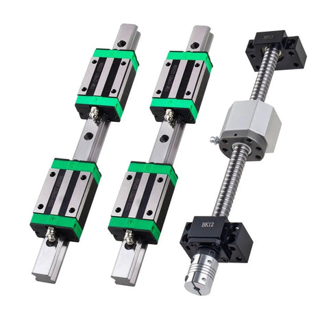 Dual HGR15 Linear Guide Rail Kit With HGH15CA Blocks And SFU1605 Ballscrews Set Including BFBK12 Nut Housing DSG16H And D25l30 Coupler For CNC Mills And Dope 3D Printer Upgrades 1605 750, four blocks and screw