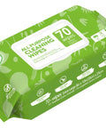 All Purpose Cleaning Wipes 70 Count Extra Large 8 By 10 Inches Heavy Duty Wipes for multi-surface use, green packaging