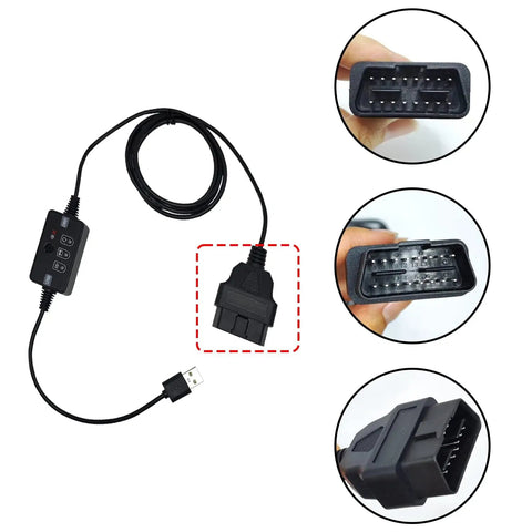 USB Powered Vehicle OBD II Connector Memory Saver with Buzzer and Emergency Power Supply Cable for Car ECU Settings