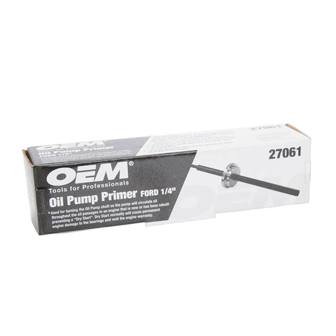 Box of One Quarter Inch Hex Oil Pump Primer For Rebuilt Engines First Start Lubrication Tool with drive drill compatibility.