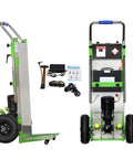 RXFSP Heavy Duty Electric Stair Climbing Hand Truck 880 Lb Capacity with curved stair design, foldable, and non-slip rubber tires.