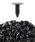 Badass Heavy Duty Auto Bumper Clips For Cars Trucks And Suv Road Ready 100 Piece Plastic Rivet Fasteners close-up view of black push pin fasteners
