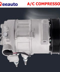 Premium Ac Compressor With Integrated Clutch For Jeep Compass Caliber Patriot 2009 To 2017 showing detailed side view with connectors.