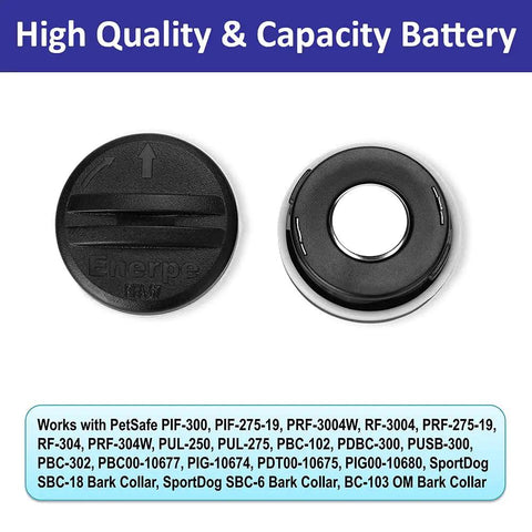 Hardcore Replacement Battery For Electronic Dog Training Collars Compatible With Rfa-67 And Rfa-67d-11 6V 230 Mah Leak Proof Design Built Different Real Deal 10 Pack Set two black battery covers showing quality and design features.