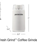 Fresh Grind Electric Coffee Grinder For Up To 12 Cups With One Touch Operation, Quiet See Through Lid, front view dimensions shown