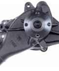 Premium Performance Engine Water Pump With Tested Seals And Durable Bearings, front view highlighting mounting flange and steel finish.