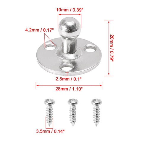 2 Pack 10mm Ball Studs Mounting Brackets For Gas Struts And Shocks With Screws, Round Mounting Brackets