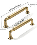 Champagne Bronze Solid Cabinet Pulls Set Of Ten, 5 Inch Center To Center Heavy Duty Cabinet Handles dimensions shown.