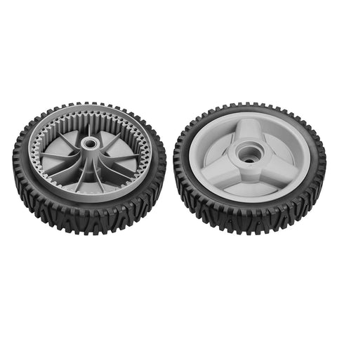 Front Drive Wheels Replacement For HU700F Self Propelled Lawn Mower 2 Pack Gray With 53 Gear Teeth Easy Install With Wrench