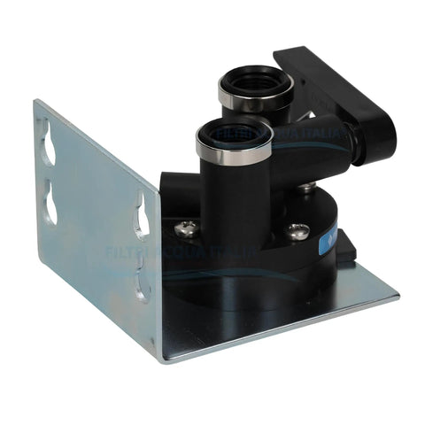QL3B Head Assembly Replacement For Commercial Water Filtration Systems, black and metal components, angled view
