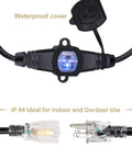 25ft Weatherproof Outdoor Extension Cord With Four Evenly Spaced Inline Outlets LED Indicator IP44 Waterproof Cap