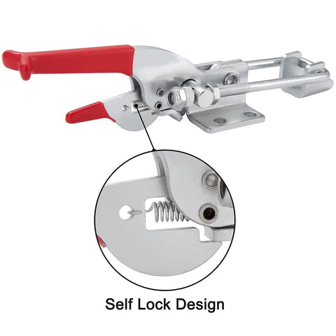 Beefy Self Lock Large Toggle Latch With 2000 Lbs Holding Capacity Heavy Duty Clamp And Adjustable U Bolt, 7.87 Inch, Red Metallic