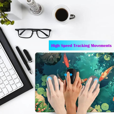 Hands using Blue Waters Desk Pad For Gaming And Work, Mega Extra Large 31.5 By 15.7 Inches, Extended Desk Mat For Laptop Keyboard and Mouse
