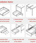 Illustration of installation process for Smooth Glide Drawer Slides Set, 1 Pair Ball Bearing Runners For Cabinets And Kitchen