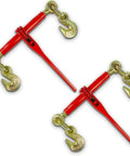 Beefy Heavy Duty 5/16-3/8 Inch Drop Forged Ratchet Load Binders Pack Of 2 With Grab Hooks, 5,400 Lbs Working Load Limit