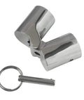 Marine Grade 316 Stainless Steel Handrail Fitting With Folding Swivel Connector For 1 Inch OD Boat Tubing 180 Degree Inline Joint Mirror Finish, Saltwater Ready And Highly Durable. Mirror-finish 316 stainless swivel connector for 1 in OD boat tubing, shown with pin