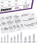 44 Piece Clevis Pin Assortment Kit in 304 Stainless Steel M3 M4 M5 flat head pins with holes T shape and round pins in plastic box