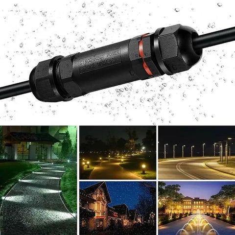IP68 Waterproof 3 Pole Cable Connector Junction Box For 1 To 13 mm Cable Diameter 2 Pack Outdoor Use Heavy Duty Landscape