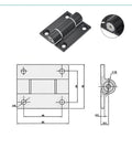 Deep Groove Double Rubber Seal Bearings For Zinc Alloy Position Control Hinge 65 By 55 Mm Built Tough Heavy Duty Adjustable Torque Hinge 0 To 2.5 Nm XK506 XK506B Low Noise High Temperature Resistant. Front view with technical drawing.