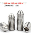 M12 X 45Mm 304 Stainless Steel Spring Ball Plunger, set of four, showcasing durable stainless steel design for secure positioning.