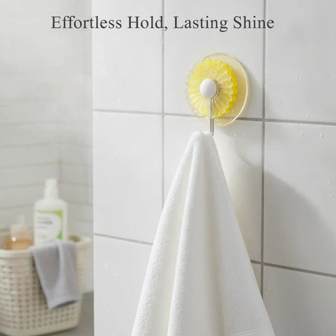 Rock Solid Adhesive Wall Hooks 1 Pack Killer Hold Zero Damage No Drill Installation for hanging a towel on ceramic tile.