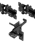 Pro Grade Self Closing Gate Hardware Kit With Heavy Duty Hinges And Latch For Wooden Vinyl PVC Fence Gates Built Tough And Ready Adjustable Post Mount Hinges And Self Locking Gate Latch For Inward Or Outward Swings Includes Two Hinges And One Latch.