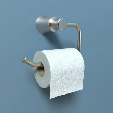 Sleek Joleena Wall Mount Toilet Paper Holder in Brushed Nickel, 7.25 inches wide, transitional style for modern bathrooms.