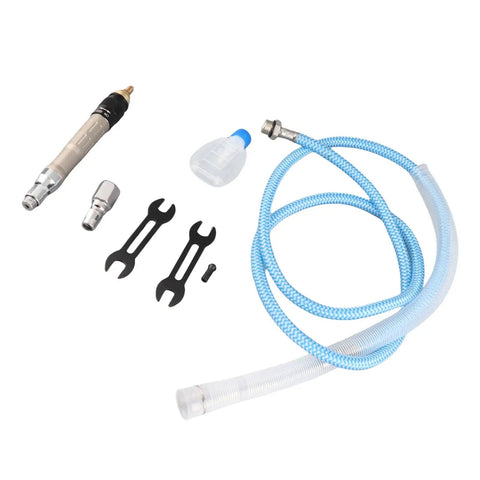Heavy Duty Pencil Air Die Grinder Delivers Hella Fast 70000 RPM Spin with accessories like wrenches and hose for detailed work.