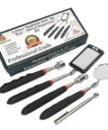 Lighted Inspection Mirror And Magnetic Pickup Tool Kit 5 Piece Set with telescoping mirror, magnets, and robust grips