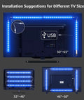 Installation of Led TV Backlight Kit Plug And Play With USB Power 6.56Ft RGB Color Changing Lights on TVs of different sizes