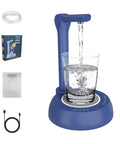 Electric Water Dispenser For 1 To 5 Gallon Bottles With Adjustable Stand, Desktop Hydration Station shown with charging cable and manual