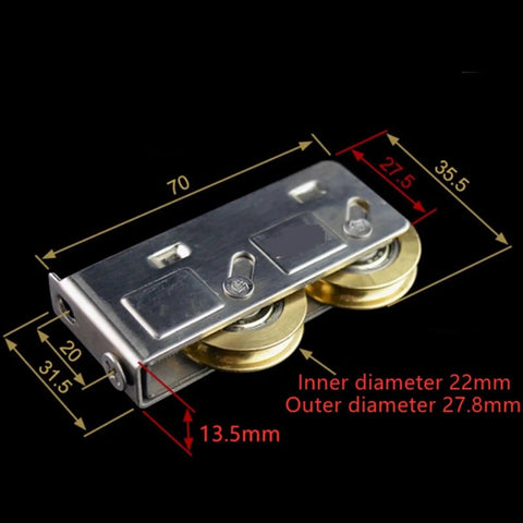 Heavy Duty Sliding Door Rollers And Glide Like Butter Window Pulleys Made From Durable Stainless Steel With Copper Double Wheel Track Hardware for precise measurements.