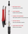 No Nonsense Pneumatic Reciprocating Sander Pen Delivering Sick 35000 Rpm Performance parts showing collet, bearings, and features for efficient polishing.