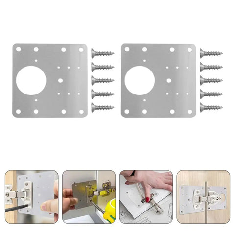 Stainless Steel Cabinet Hinge Repair Plates With Screws 6 Pack Frameless Cabinet Fixes Durable No Fuss Do It Yourself Friendly Easy Open
