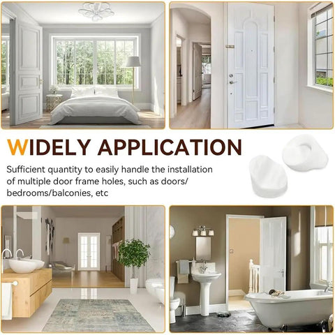 Display of White Door Frame Plugs 50 Pack 5/16 By 1/4 Inch Hole Covers For ODL And Western Reflection Frames Easy Install No Tools Required