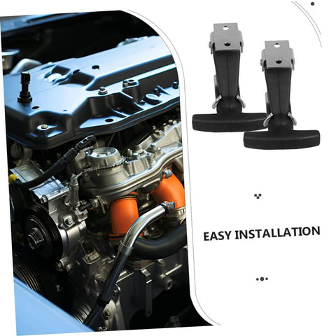 3 Pack Rubber Lock Latch Replacement Kit With T-Handle Hasp For Toolboxes And Car Hood Latch, Easy Install shown near car engine