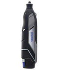 Certified Renewed 12 Volt Cordless Rotary Tool Kit Featuring Variable Speed And Long Lasting Lithium Ion Battery side view with ergonomic grip.