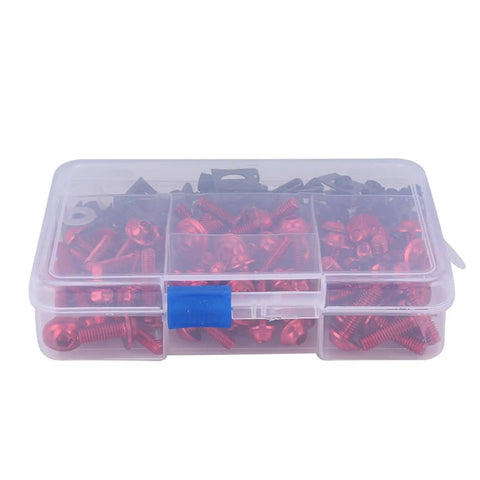 Sportbike Fairing Hardware Kit 177 Piece Aluminum Screws Set With M5 And M6 Sizes And Washers For Beefed Up Replacement On Yamaha Kawasaki