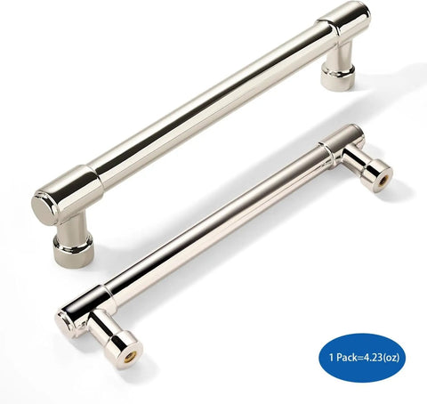 Top Tier Polished Nickel Cabinet Pulls Center To Center 3-3/4 Inch 96Mm Gang Pack 10 Heavy Duty Zinc Alloy Kitchen Handles, close-up view.