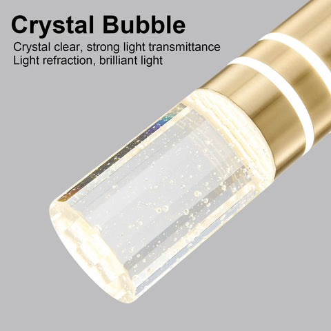 Gold Finish Pendant Light Fixtures 3 Pack LED Pendant Lights For Kitchen Island And Bar Hanging Lamps With Bubble Crystal