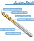 Spiral Flute Thread Tap Set 10-32 UNF H2 Right Hand Taps Titanium Coated 6542 High Speed Steel close-up showing features