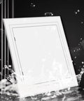Sleek Abs Plastic Wall Access Panel With Rock Solid Self Adhesive Backing, shown in water, ideal for hiding wire messes.