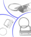 Top Shelf One Inch Silver Key Fob Hardware Bulk Pack With Smooth Split Rings And Heavy Duty Wristlet Clasps Straight Fire Essential For Diy Crafts Keychains And Lanyards Thatll Pop Off showing metal clips and key rings.