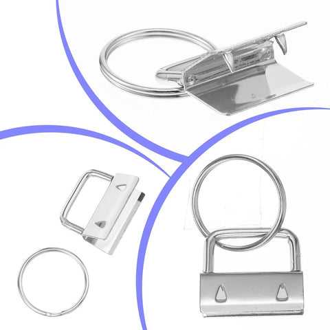 Top Shelf One Inch Silver Key Fob Hardware Bulk Pack With Smooth Split Rings And Heavy Duty Wristlet Clasps Straight Fire Essential For Diy Crafts Keychains And Lanyards Thatll Pop Off showing metal clips and key rings.