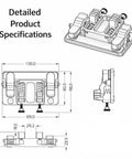 Technical drawing of Third Hand Soldering Tool With Heavy Duty Double Jaw Welding Clamp And Aluminum Solder Clamp for PCB use