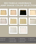 Rectangle Hardback Lamp Shade In Linen Beige Fabric With Off White Styrene Lining shown in multiple color options