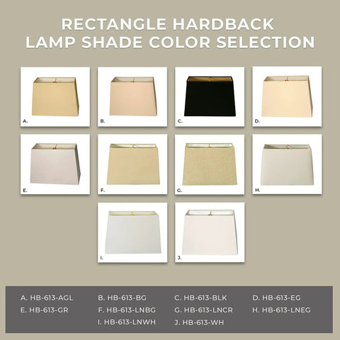 Rectangle Hardback Lamp Shade In Linen Beige Fabric With Off White Styrene Lining shown in multiple color options