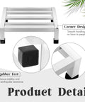 Set Of Two Heavy Duty Stainless Steel Dunnage Racks With 13.8 Inch Long By 13.8 Inch Wide, 3.9 Inch High, 1000 Plus Pound Capacity, Commercial Grade Floor Racks For Restaurants, Kitchens, Garages And Vehicles, featuring rubber feet and smooth corners.