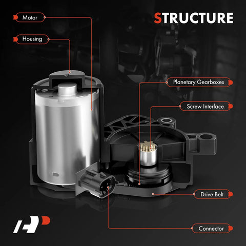 Rear Parking Brake Actuator Motor For Tesla Model 3 And Model Y Rwd 2017 To 2023 Replacement showing motor, housing, gearboxes and connector.