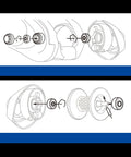 Illustration showing installation steps for Heavy Duty Fishing Reel Ball Bearings 3X8X4 Mm Precision Stainless Steel.